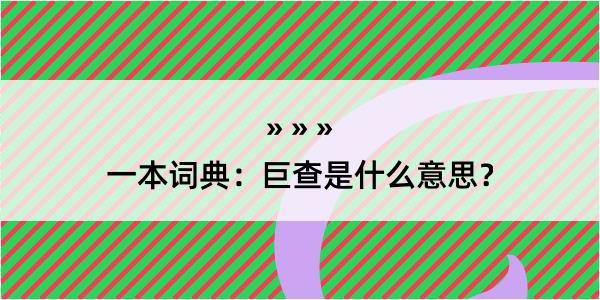 一本词典：巨查是什么意思？