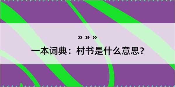 一本词典：村书是什么意思？