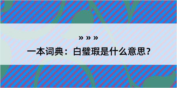 一本词典：白璧瑕是什么意思？