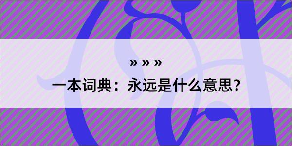 一本词典：永远是什么意思？