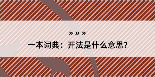 一本词典：开法是什么意思？