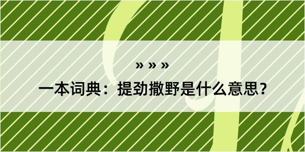 一本词典：提劲撒野是什么意思？