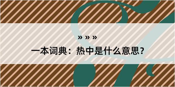 一本词典：热中是什么意思？