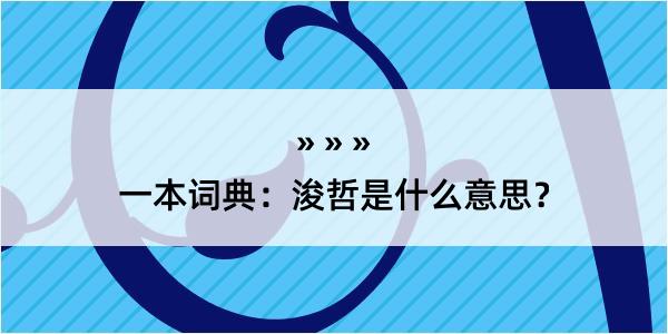 一本词典：浚哲是什么意思？