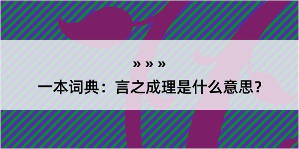 一本词典：言之成理是什么意思？