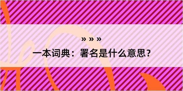 一本词典：署名是什么意思？