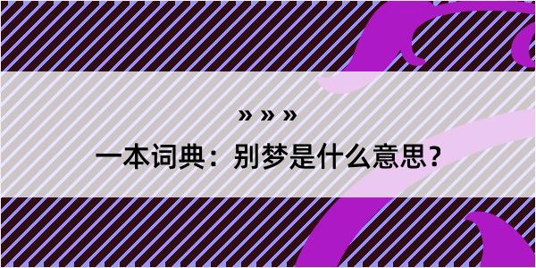 一本词典：别梦是什么意思？