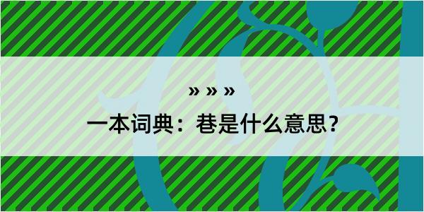 一本词典：巷是什么意思？