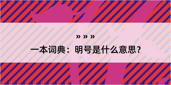 一本词典：明号是什么意思？