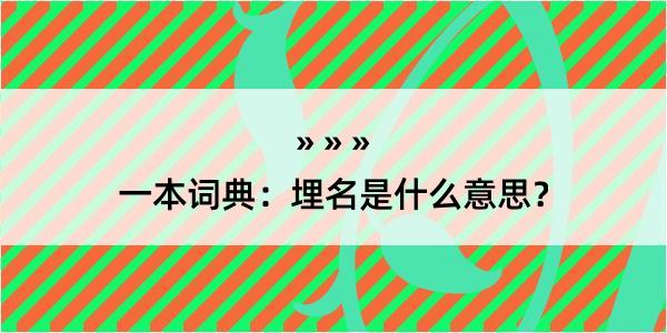 一本词典：埋名是什么意思？