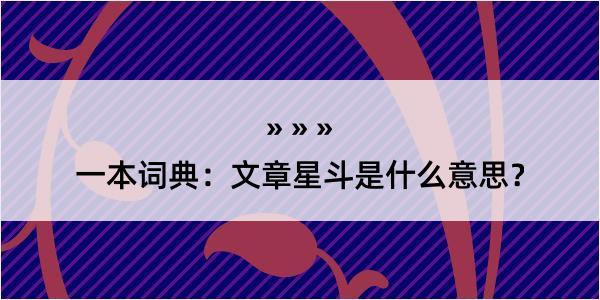 一本词典：文章星斗是什么意思？