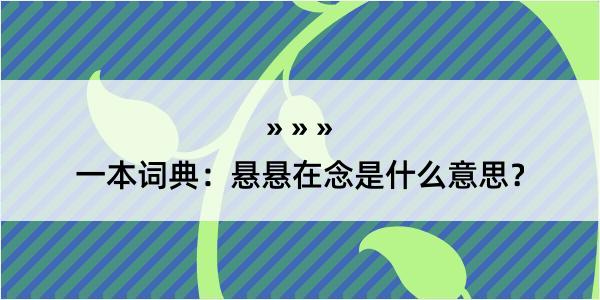 一本词典：悬悬在念是什么意思？