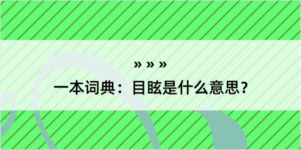 一本词典：目眩是什么意思？