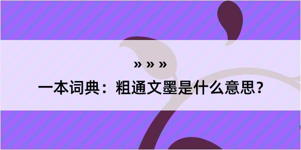 一本词典：粗通文墨是什么意思？