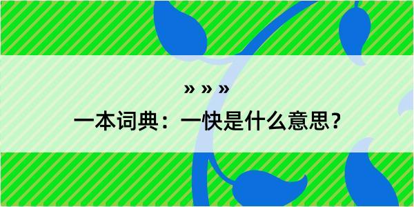 一本词典：一快是什么意思？