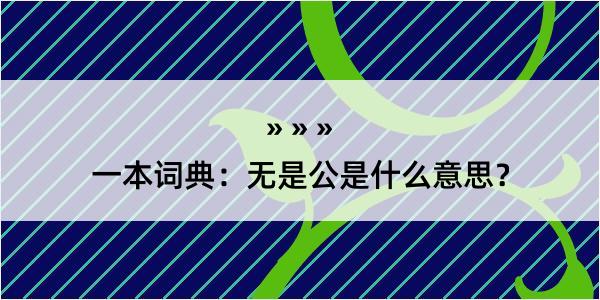 一本词典：无是公是什么意思？