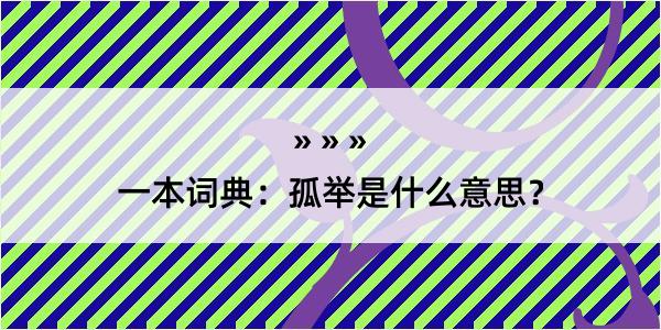 一本词典：孤举是什么意思？