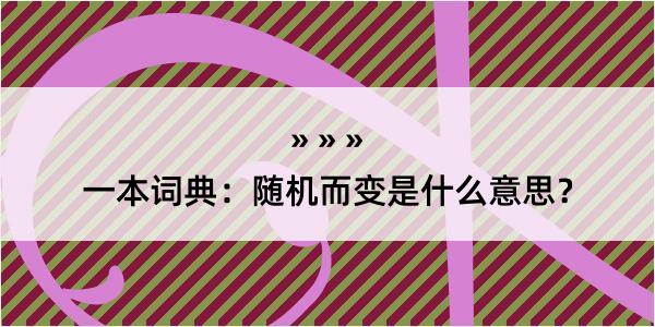 一本词典：随机而变是什么意思？