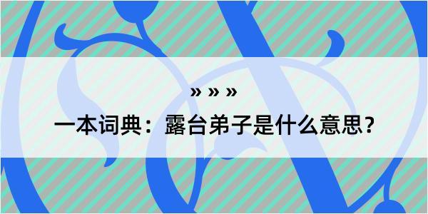 一本词典：露台弟子是什么意思？