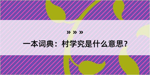 一本词典：村学究是什么意思？