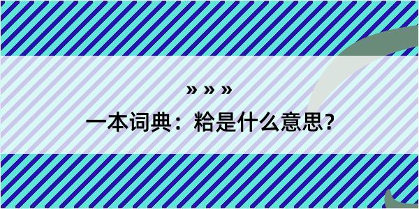 一本词典：粭是什么意思？