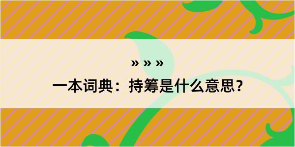 一本词典：持筹是什么意思？