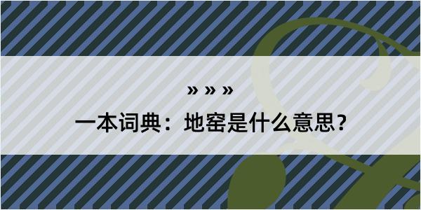 一本词典：地窑是什么意思？