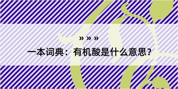 一本词典：有机酸是什么意思？