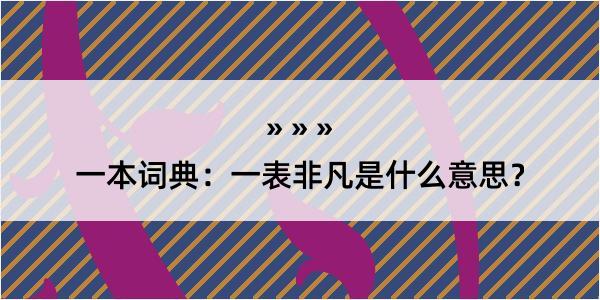 一本词典：一表非凡是什么意思？