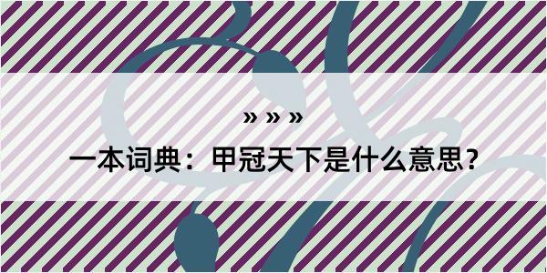 一本词典：甲冠天下是什么意思？