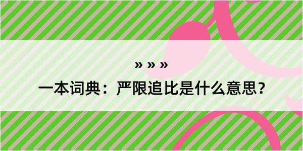 一本词典：严限追比是什么意思？