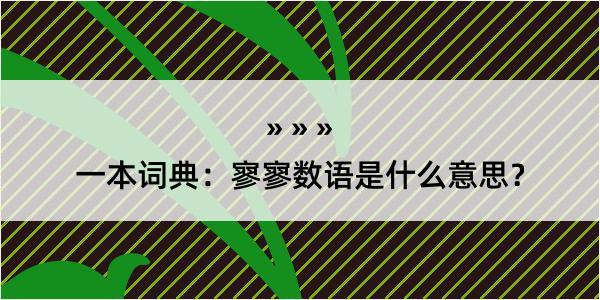 一本词典：寥寥数语是什么意思？