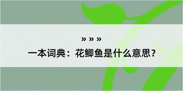 一本词典：花鲫鱼是什么意思？