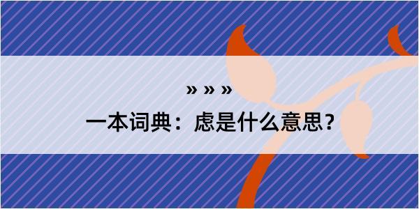 一本词典：虑是什么意思？