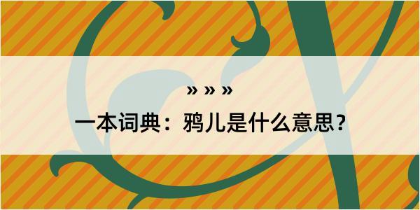 一本词典：鸦儿是什么意思？