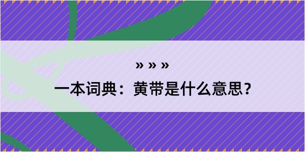 一本词典：黄带是什么意思？