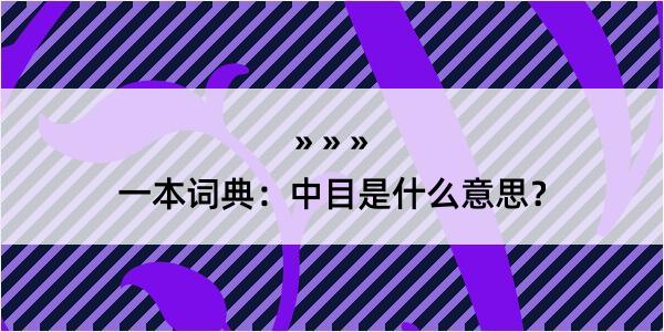 一本词典：中目是什么意思？