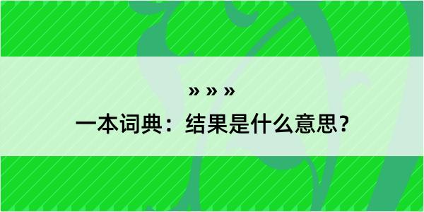 一本词典：结果是什么意思？