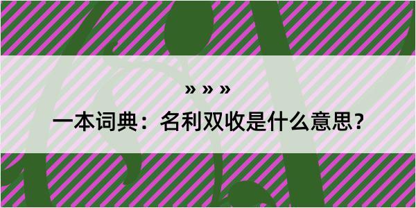 一本词典：名利双收是什么意思？