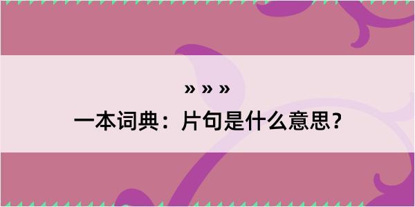 一本词典：片句是什么意思？