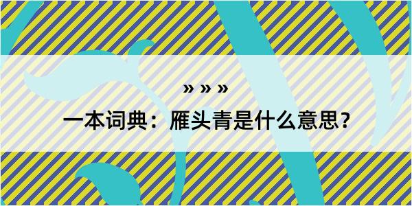 一本词典：雁头青是什么意思？