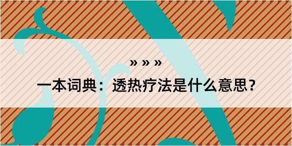 一本词典：透热疗法是什么意思？