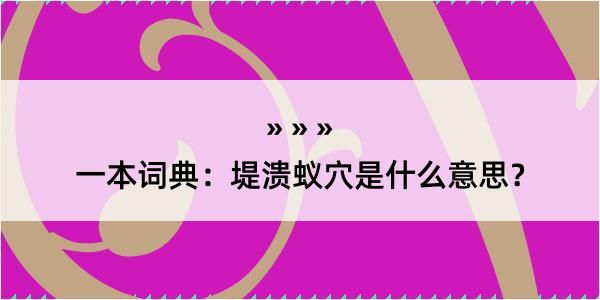 一本词典：堤溃蚁穴是什么意思？