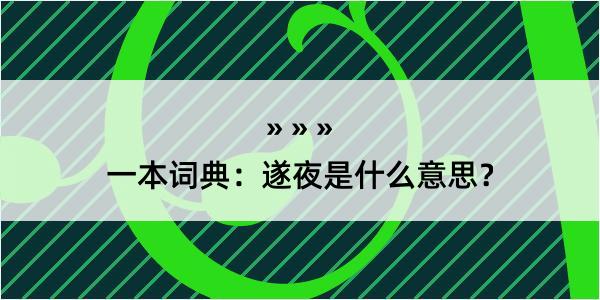 一本词典：遂夜是什么意思？