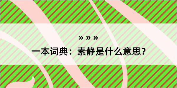 一本词典：素静是什么意思？