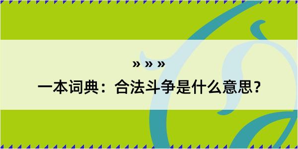 一本词典：合法斗争是什么意思？