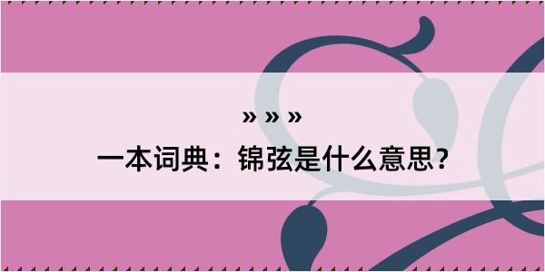 一本词典：锦弦是什么意思？