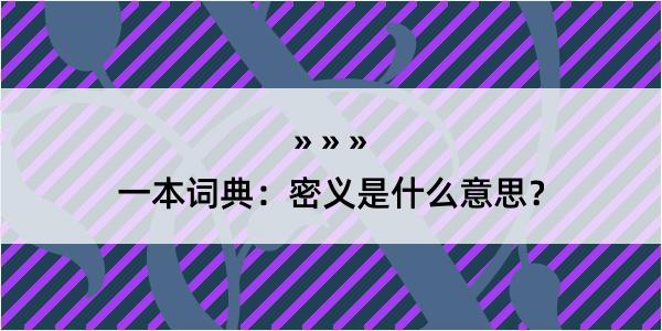 一本词典：密义是什么意思？