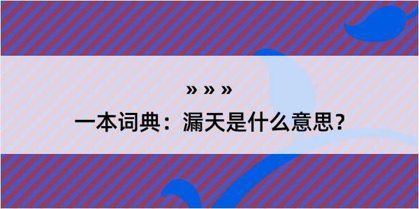 一本词典：漏天是什么意思？