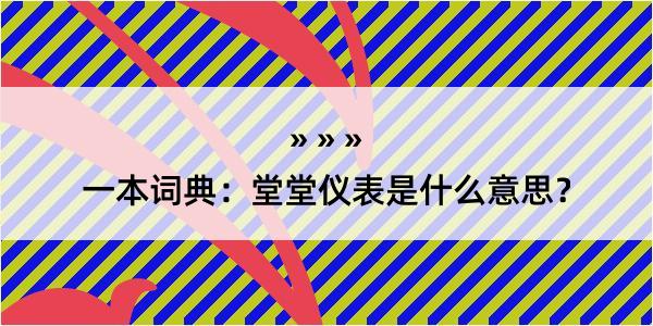 一本词典：堂堂仪表是什么意思？